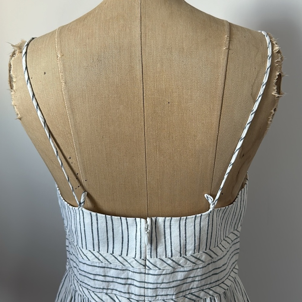 Theory Mini Malaena B 100% linen ticking stripe corset top dress w/ pockets 10 - Picture 8 of 12